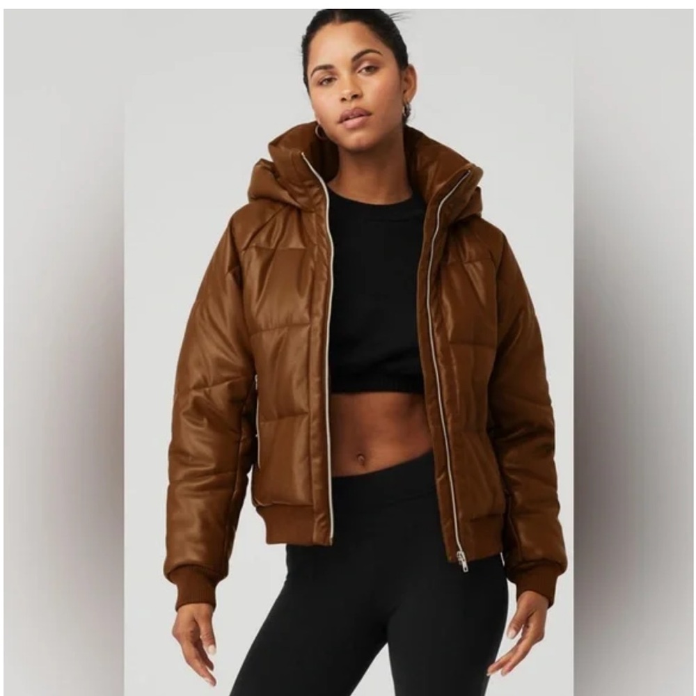 Alo Faux leather boss puffer - cinnamon brown